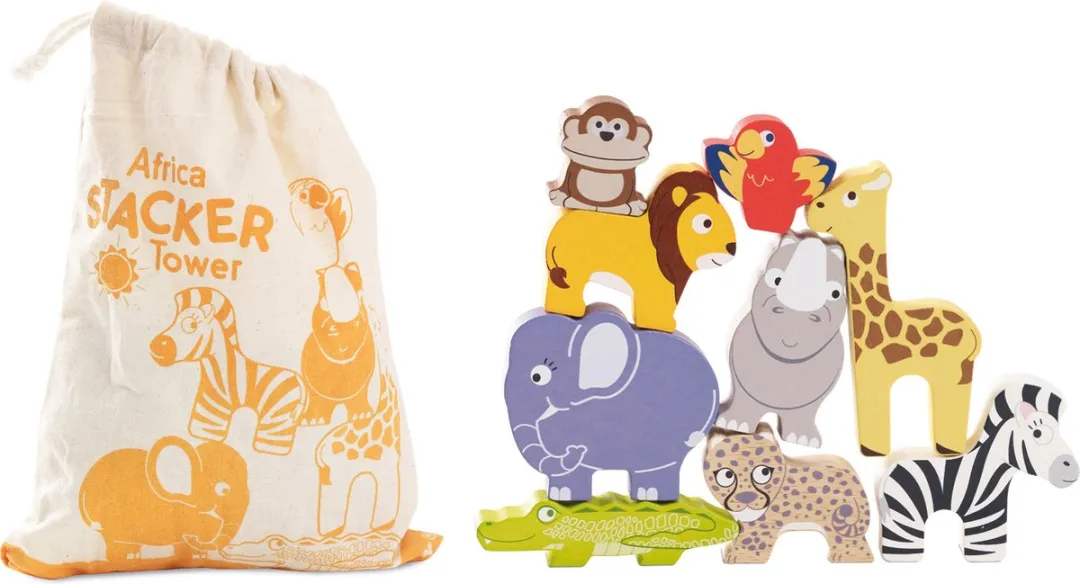 Le Toy Van Africa Stacker Tower & Bag - Veelkleurig