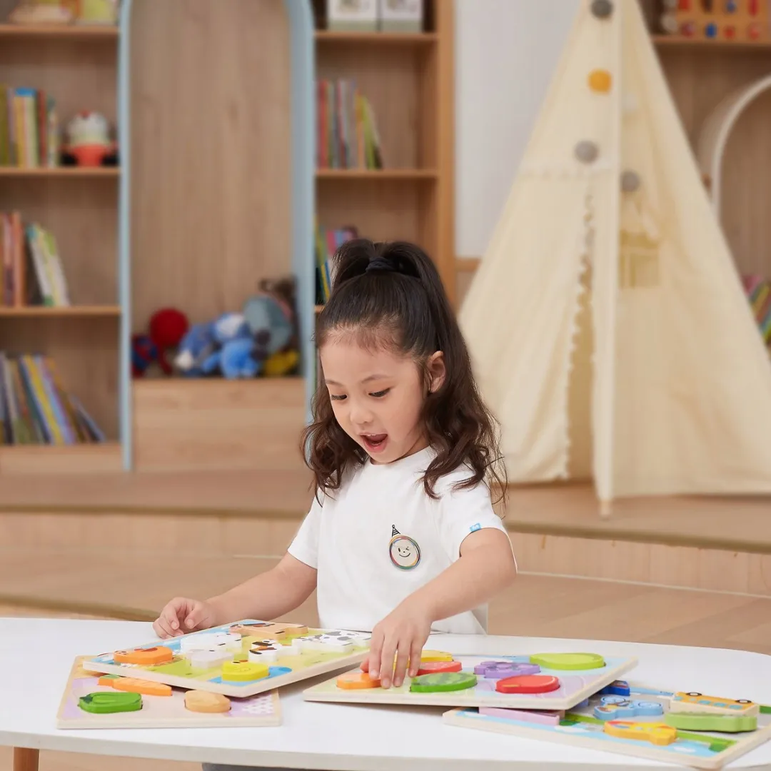 Viga Houten Montessori Puzzel Groente Figuren 7-delig - Meerkleurig
