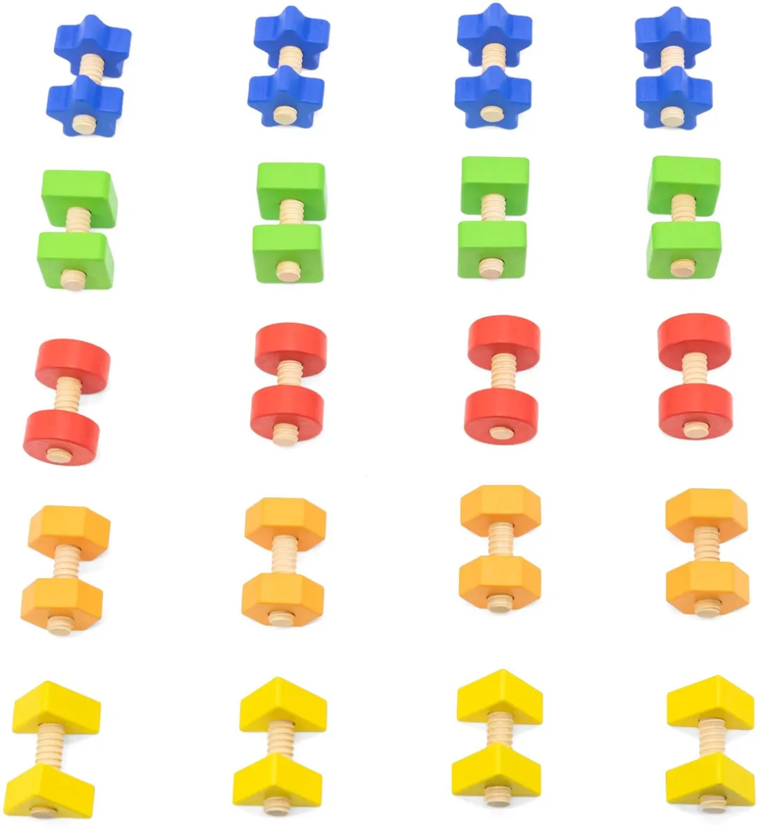 Viga Moeren en Bouten Match & Twist Skill Toy - 20 Paren - Meerkleurig
