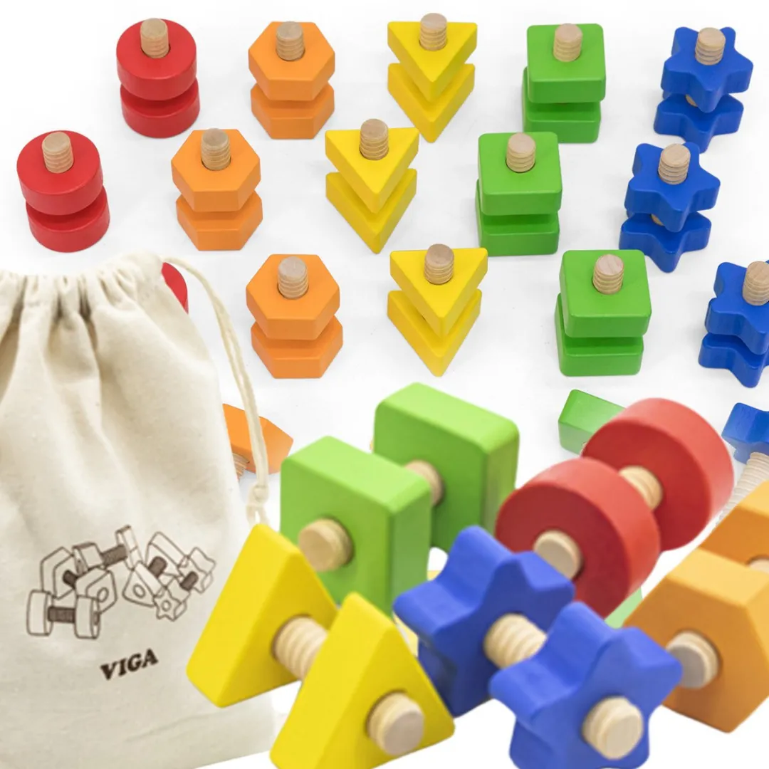 Viga Moeren en Bouten Match & Twist Skill Toy - 20 Paren - Meerkleurig
