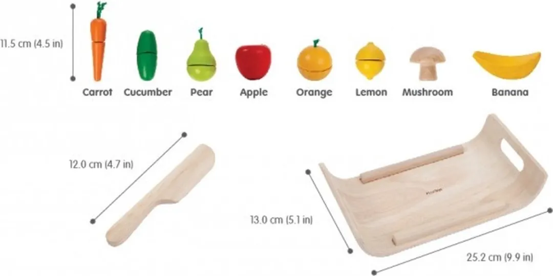 Plantoys Houten Keukenaccessoires Assorted Fruit & Groente - Multicolor