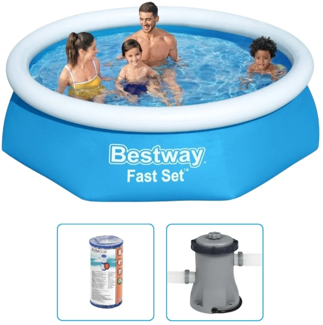 Bestway Fast Set Opblaasbaar Zwembad 244cm - 1880L - Blauw