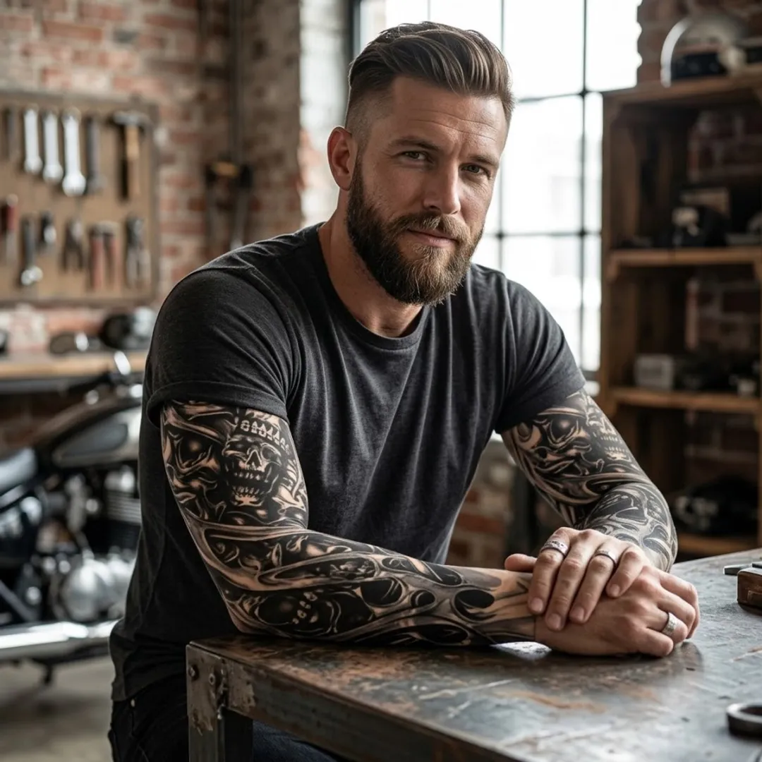 NuveX Tattoo Mouwen Set - 8 Stuks - Biomechanisch/Zwarte Patroon