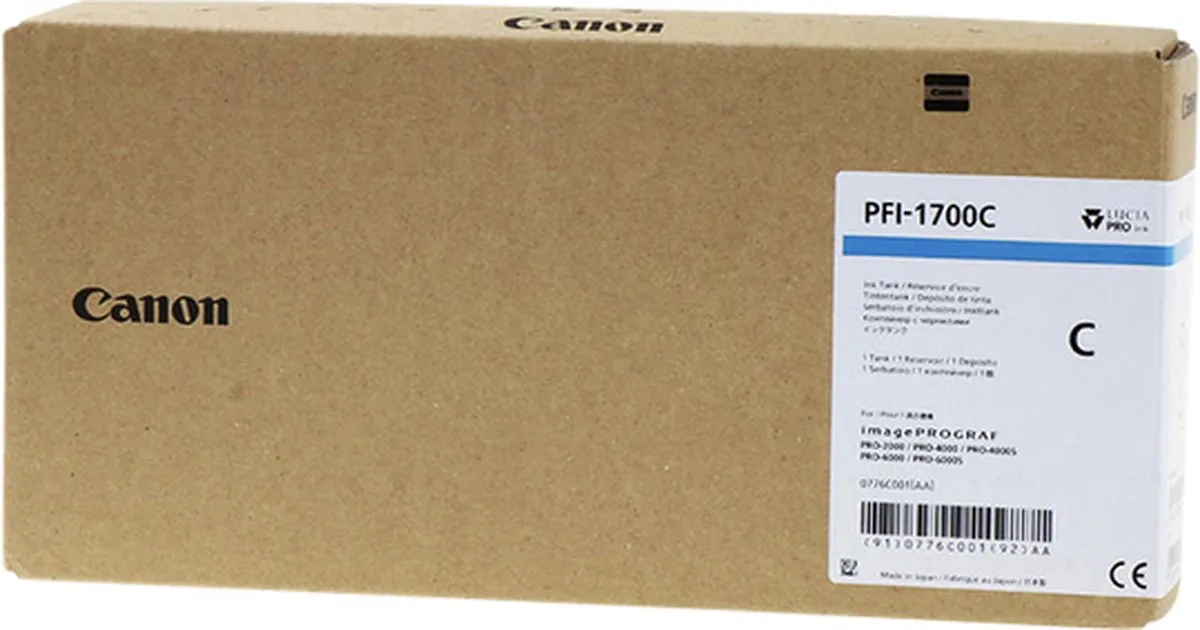 Canon PFI-1700C Inktcartridge Cyaan 700ml