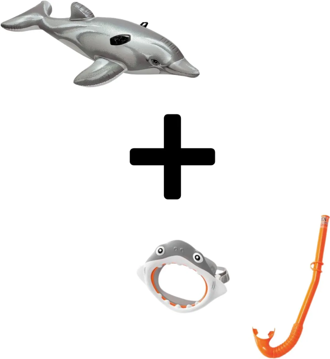 Intex Waterplezier Speelset Dolfijn luchtbed - Haai snorkel - Grijs