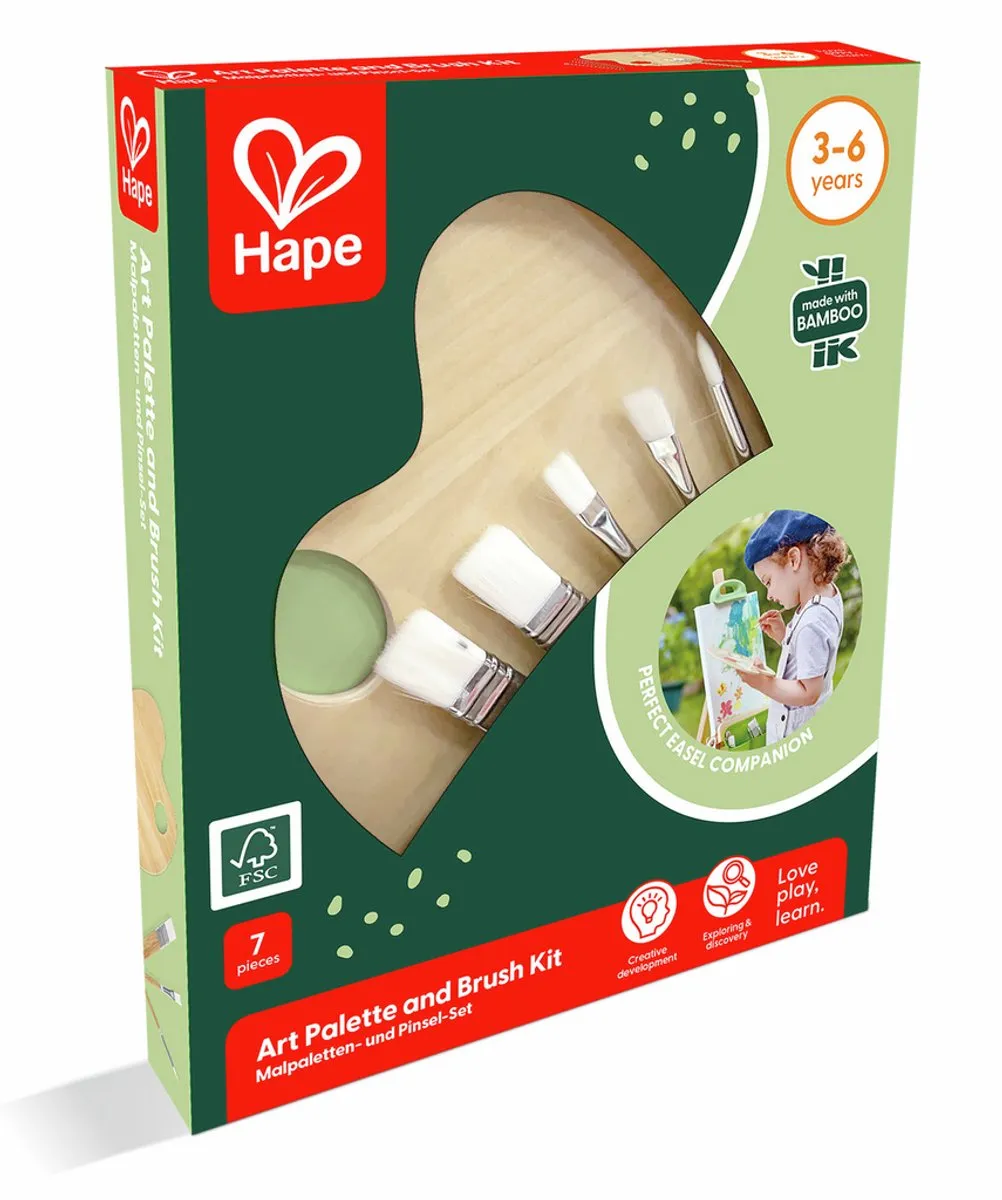 Hape Kunstpalet & Kwastenset - 7-delig Bruin