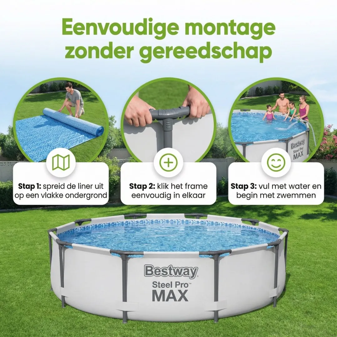 Bestway Steel Pro MAX 56408 Zwembad 305x76cm - Grijs