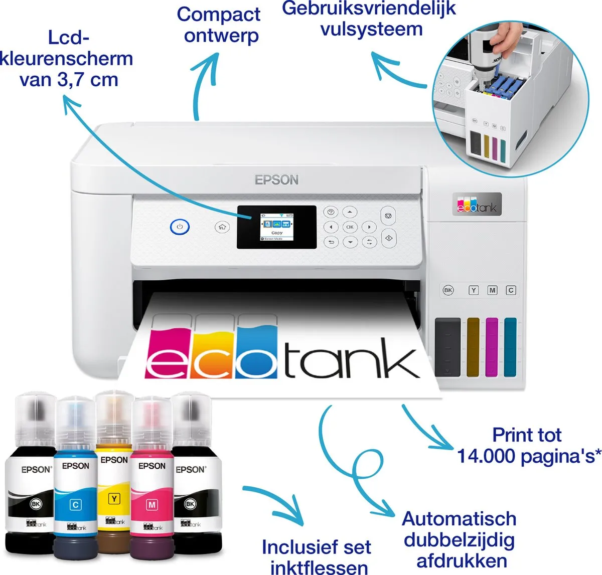 Epson EcoTank ET-2856 All-In-One Printer - Wit