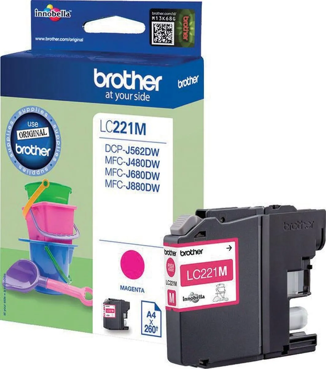 Brother LC221M Magenta Inktcartridge - 260 pagina's