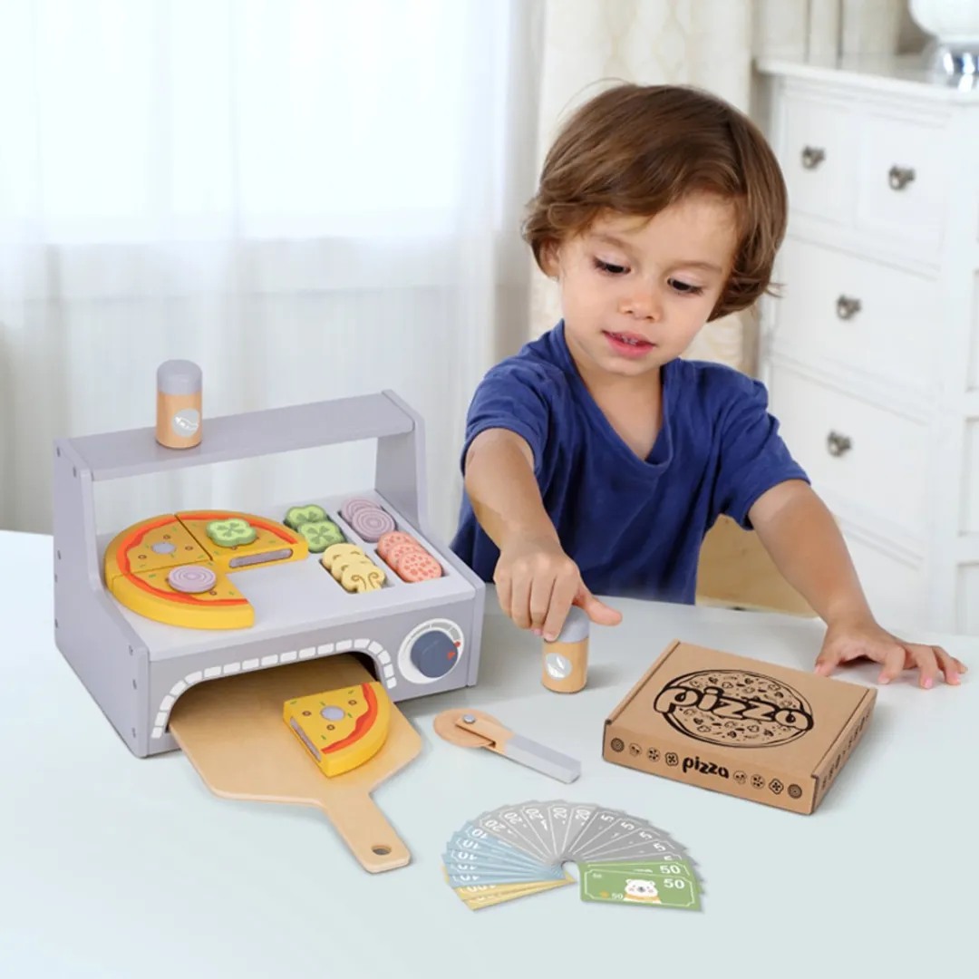 Tooky Toy Pizzeria Houten Accessoires - Meerkleurig