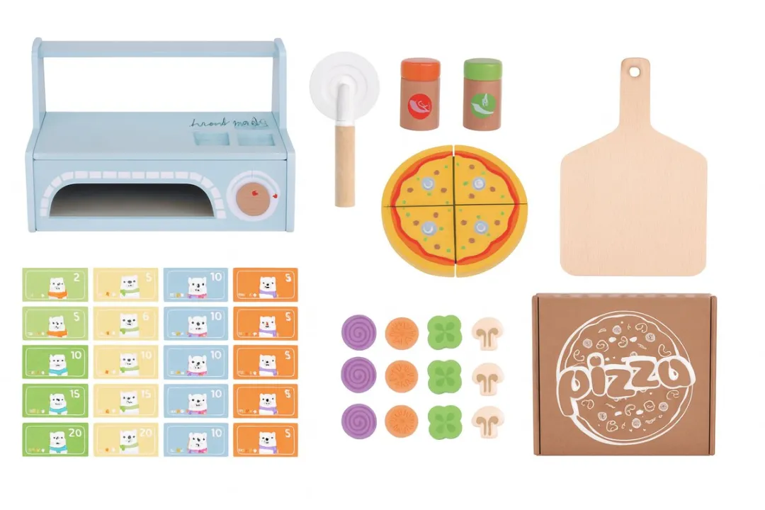 Tooky Toy Pizzeria Houten Accessoires - Meerkleurig