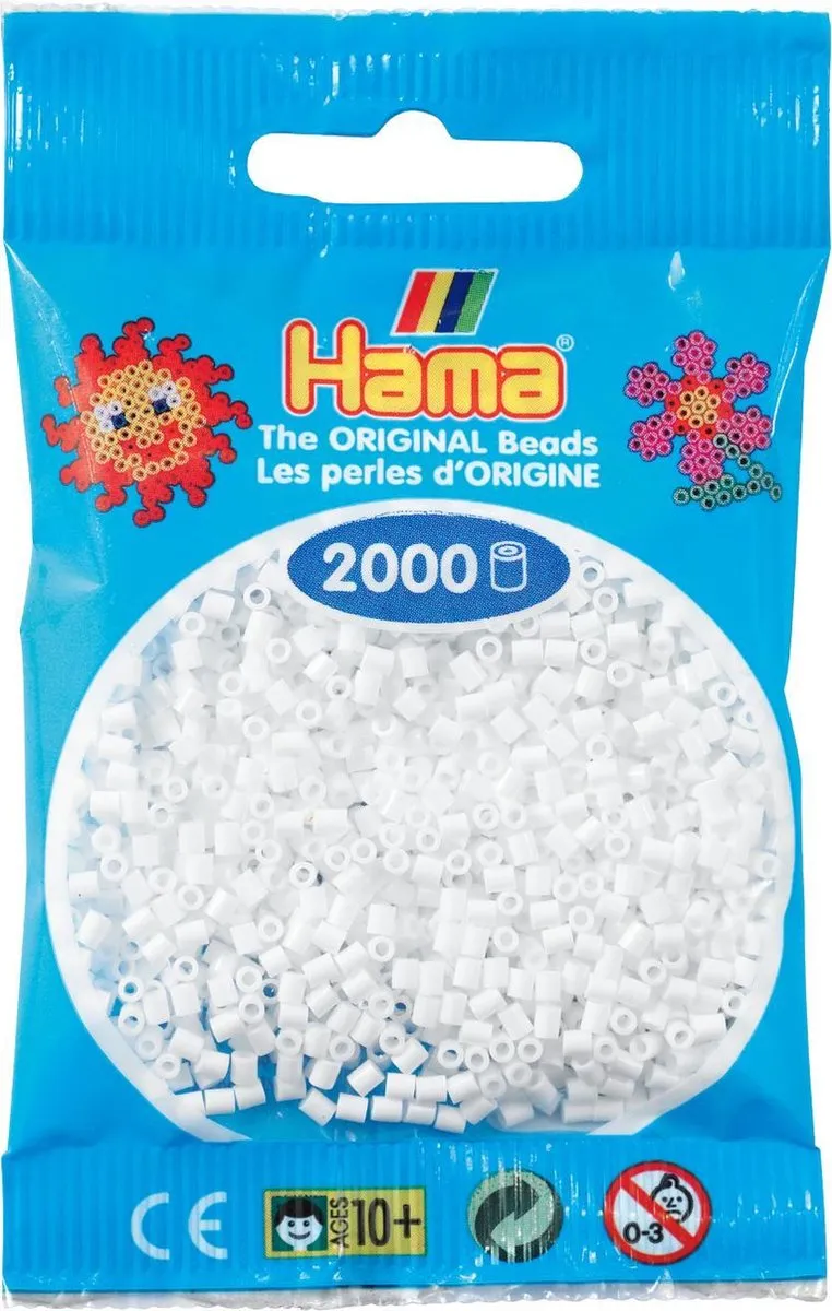 Hama Mini Strijkkralen Wit - 2000 Stukken