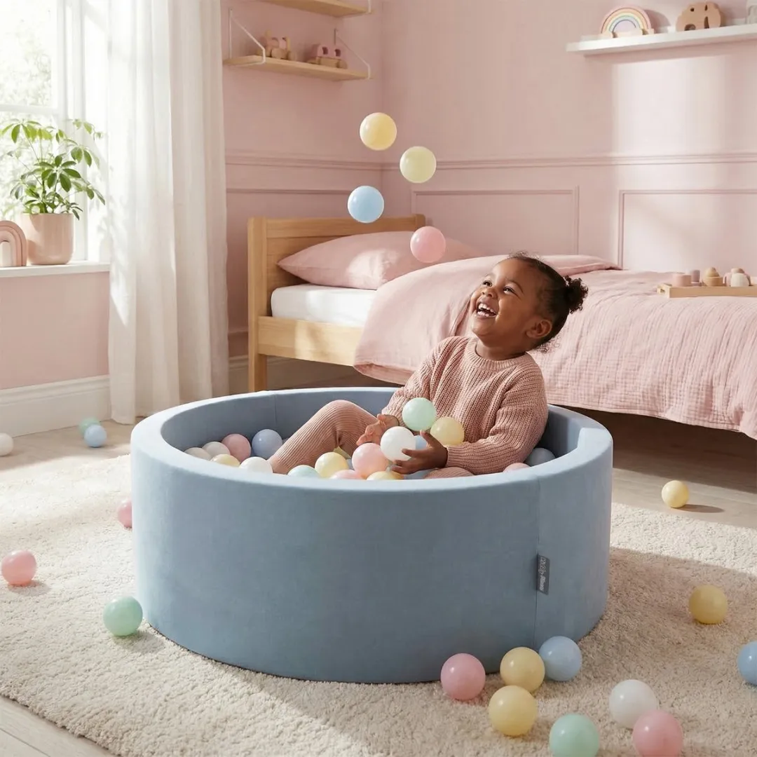 KiddyMoon Ballenbad Sensorisch 90x30cm - 200 Stuks Blauw Parelmoer