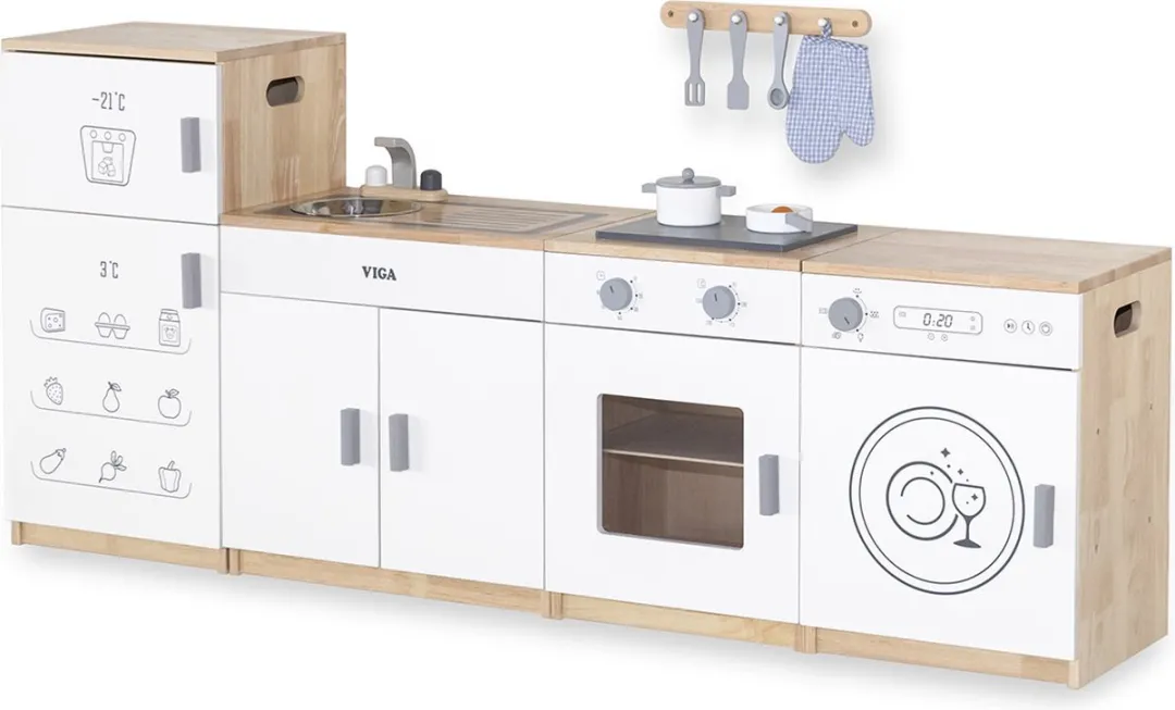 Vigatoys Houten Speelkeuken 4-delig Wit