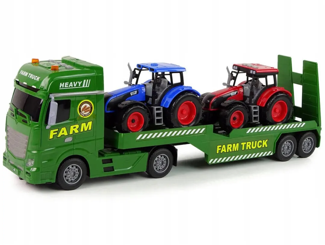 TOYSTAR Speelgoed Vrachtwagen Trailer met Tractoren - Rood/Blauw/ Groen - afbeelding 2 van 5