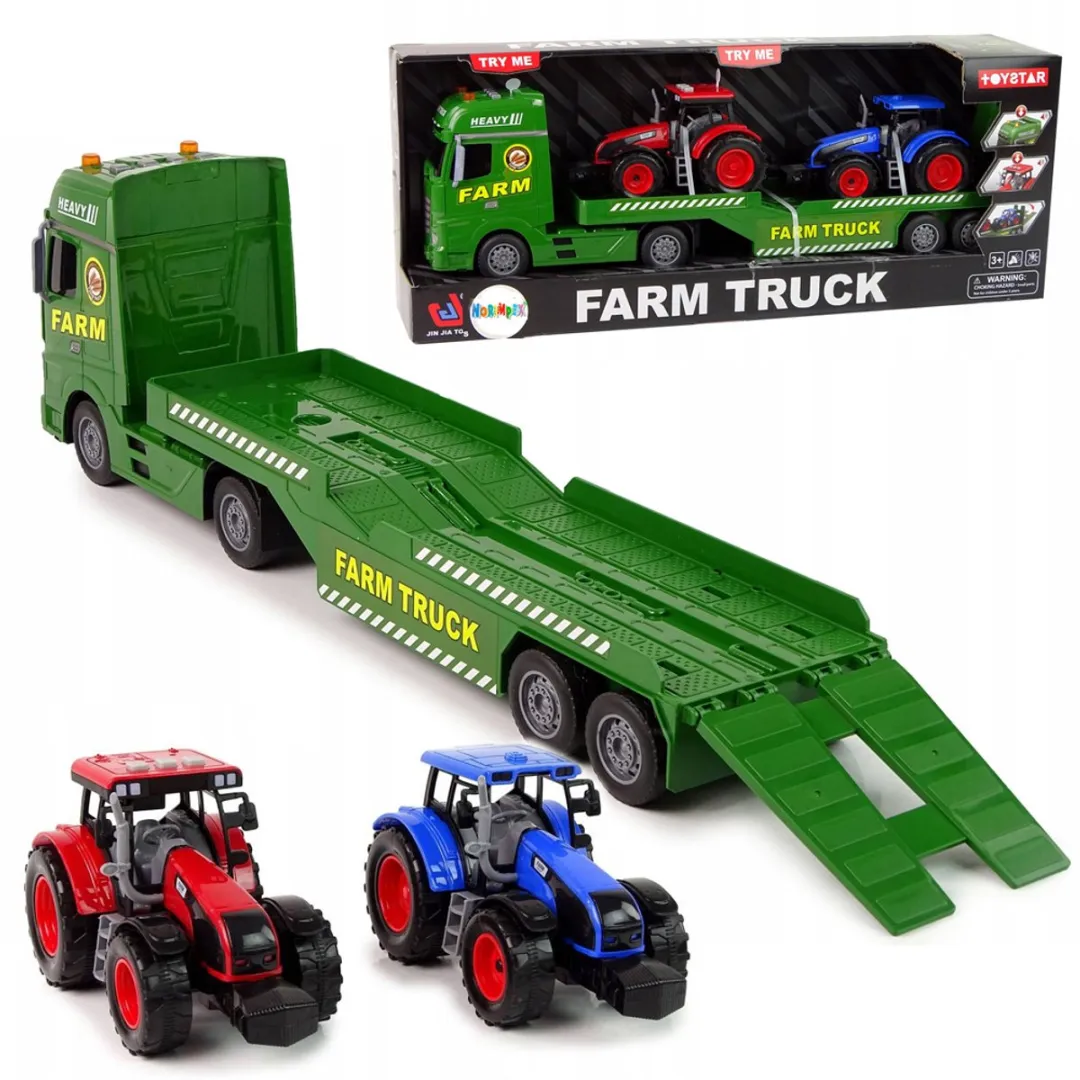 TOYSTAR Speelgoed Vrachtwagen Trailer met Tractoren - Rood/Blauw/ Groen - afbeelding 4 van 5