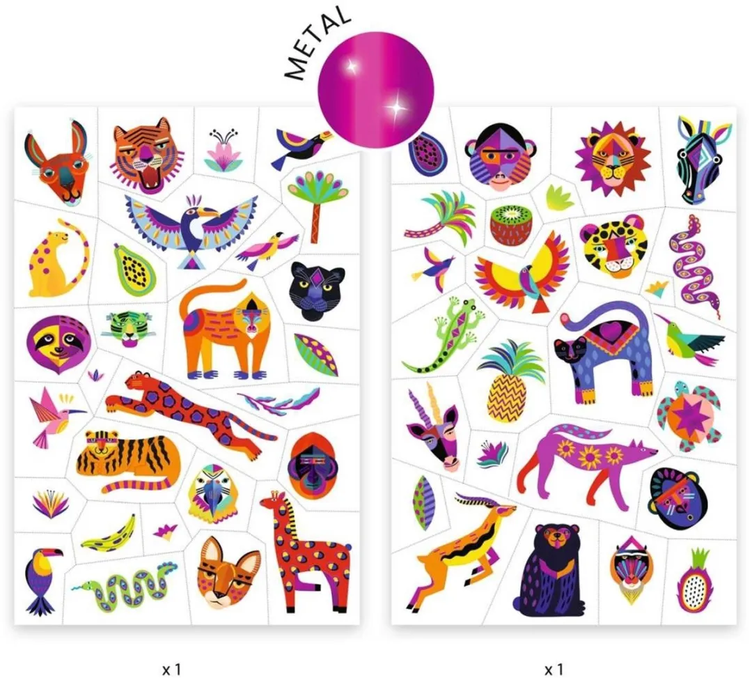 Djeco Wild Beauty Tijdelijke Tattoos - 2 Vellen - Meerkleurig