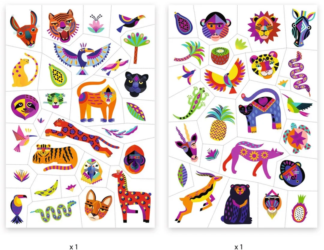 Djeco Wild Beauty Tijdelijke Tattoos - 2 Vellen - Meerkleurig