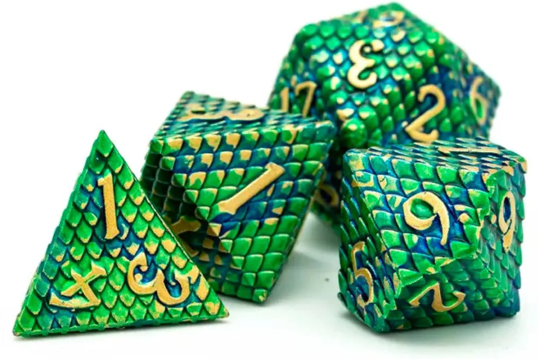 Lapi Toys D&D Polydice Set - 7 Stuks Metaal Groen