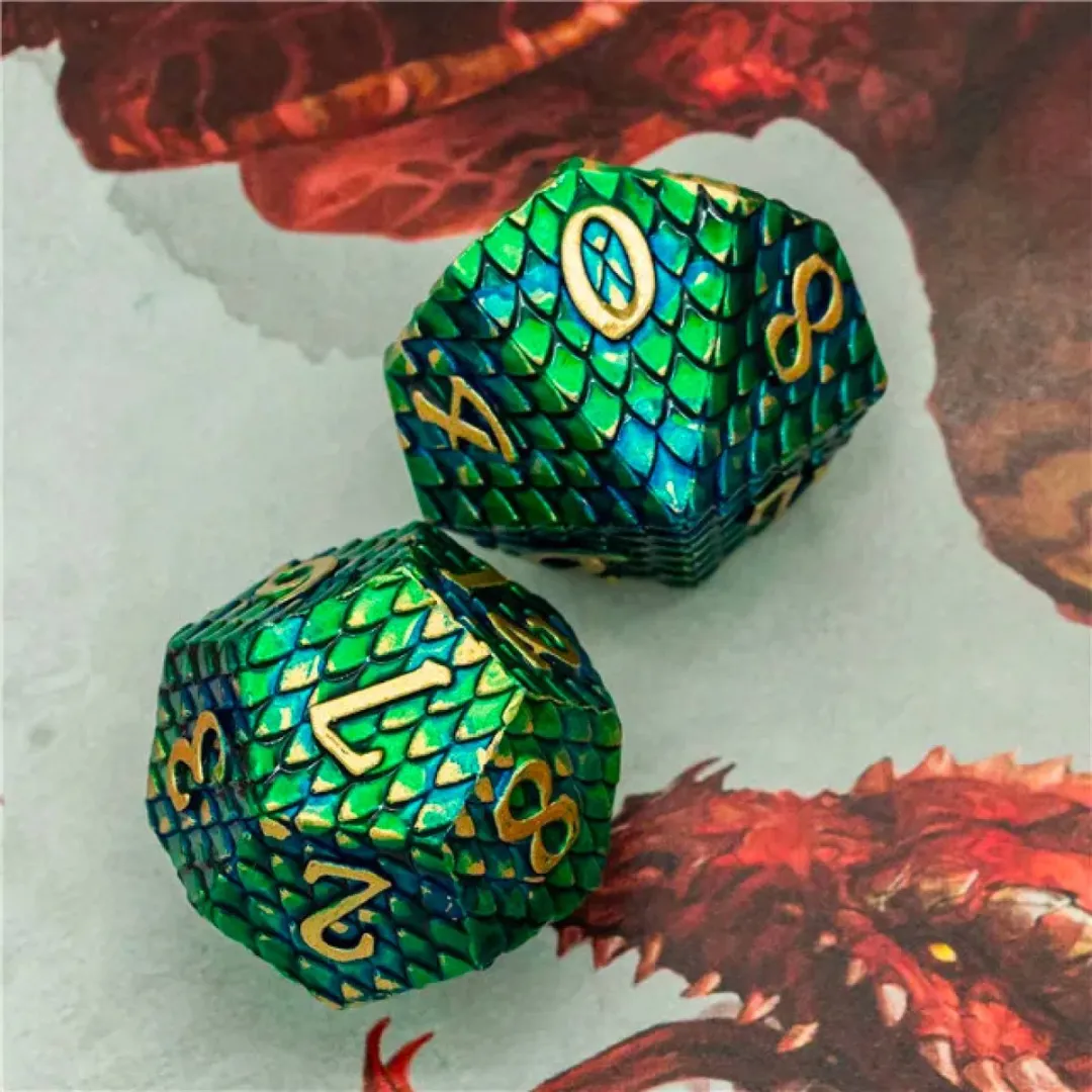 Lapi Toys D&D Polydice Set - 7 Stuks Metaal Groen