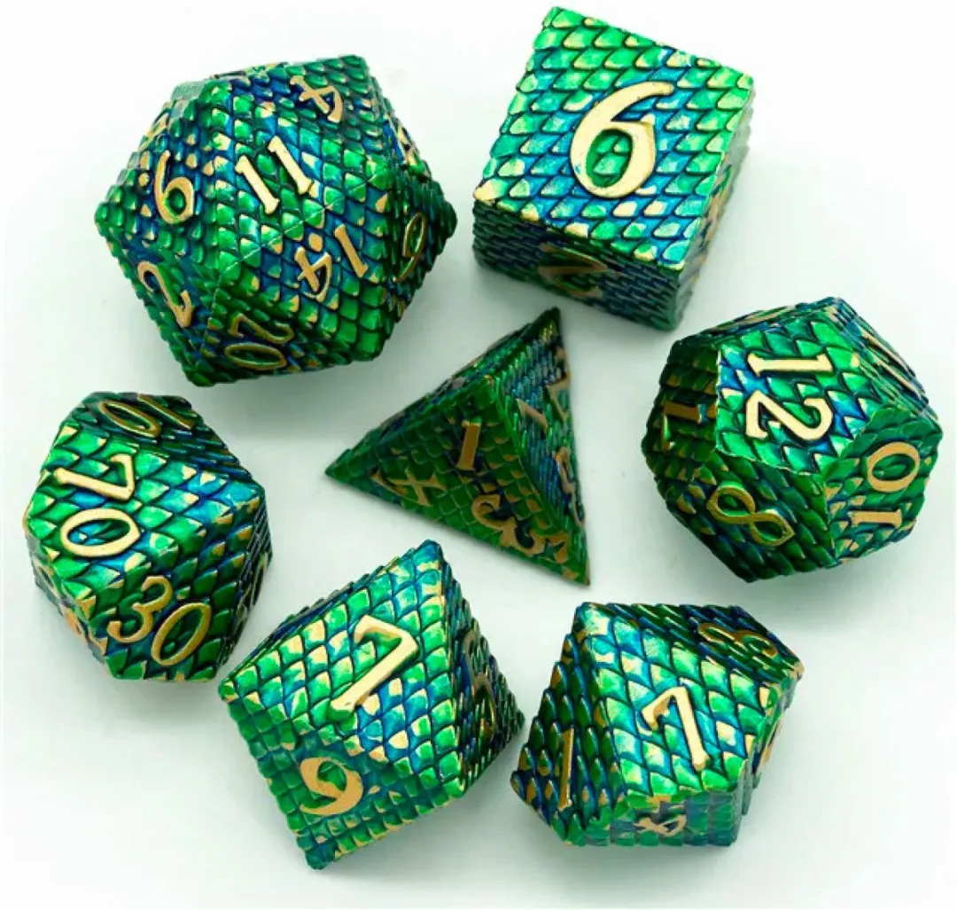 Lapi Toys D&D Polydice Set - 7 Stuks Metaal Groen