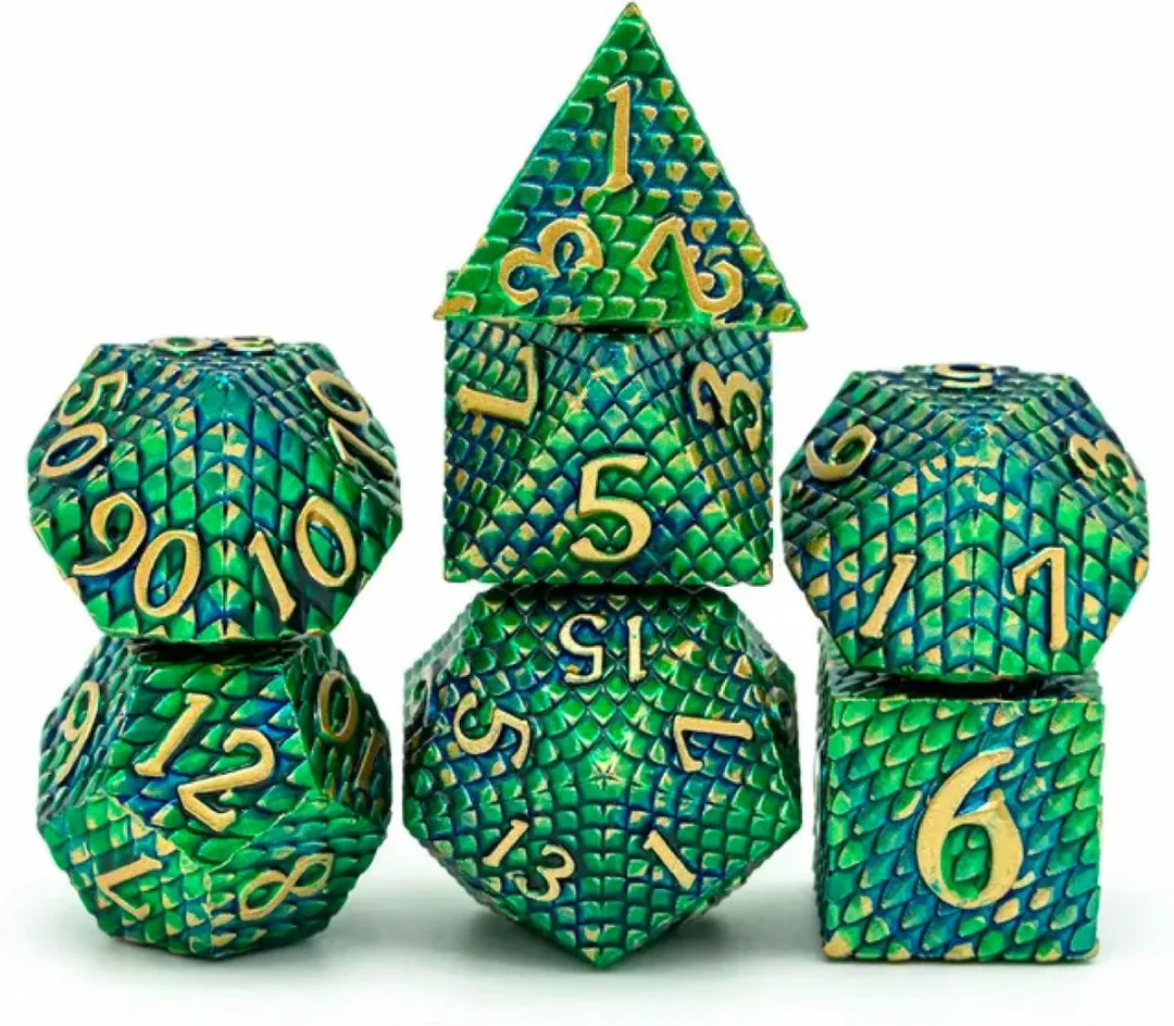 Lapi Toys D&D Polydice Set - 7 Stuks Metaal Groen