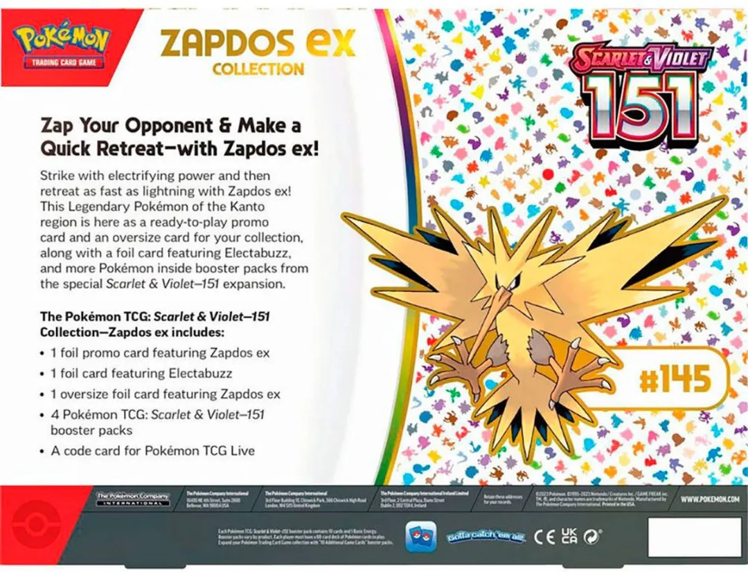 Pokémon Scarlet & Violet 151 Zapdos ex Box - Trading Cards