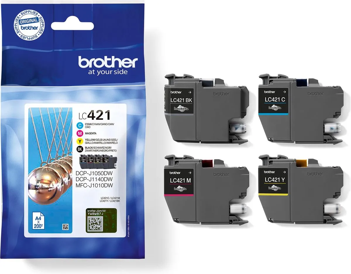 Brother LC-421VAL Originele Cartridge - Zwart/Cyaan/Magenta/Geel