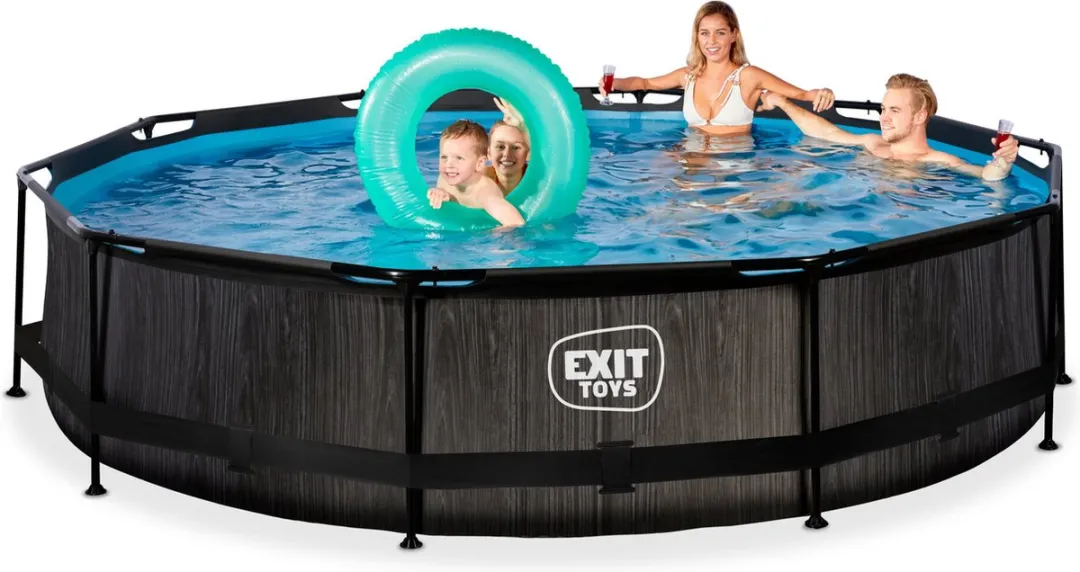 EXIT Toys Black Wood Zwembad 360x76cm - Zwart