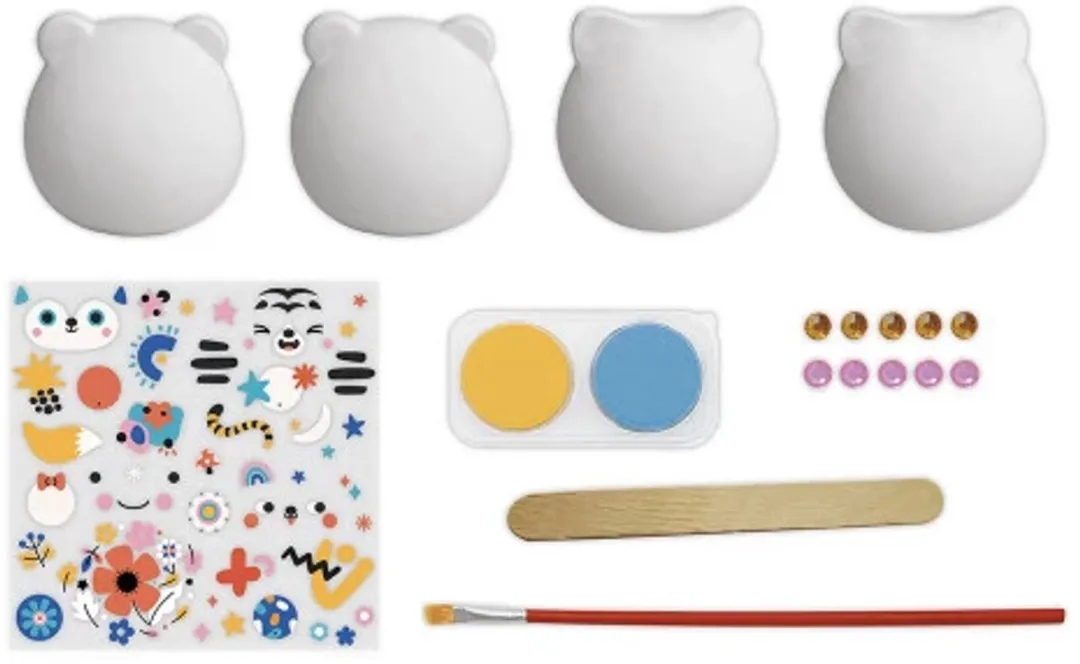 Janod Atelier Deco Gipsdieren Set - 4 Stuks - Meerkleurig