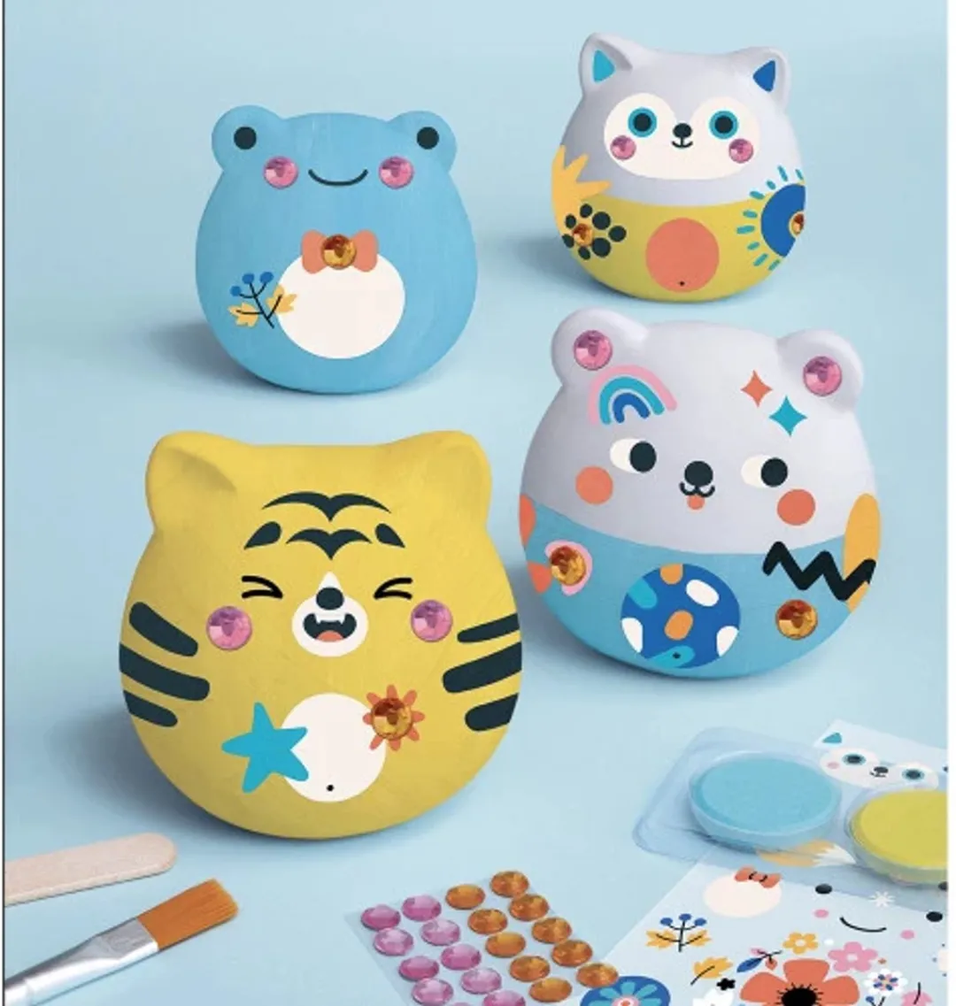 Janod Atelier Deco Gipsdieren Set - 4 Stuks - Meerkleurig