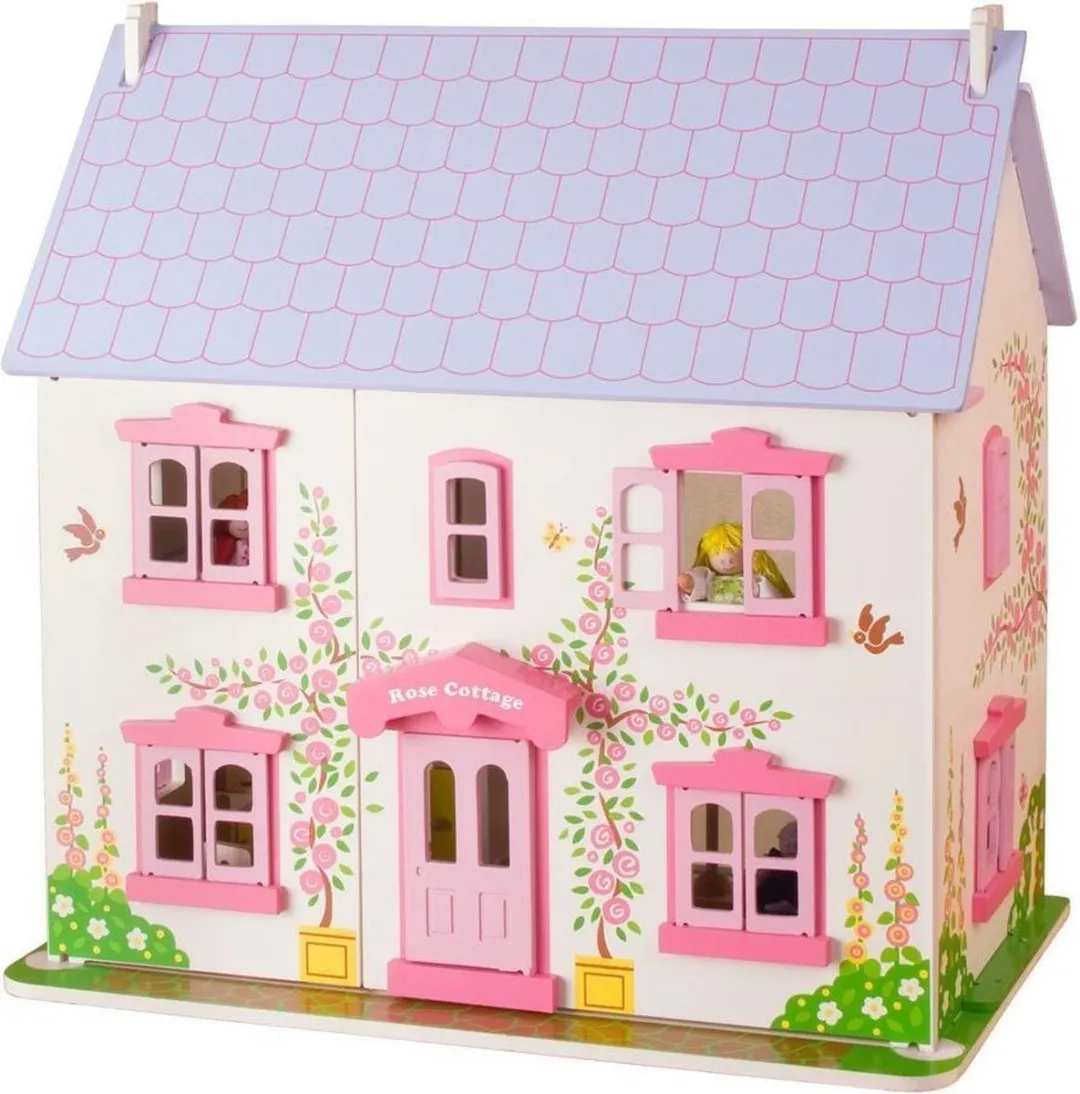 BIGJIGS Rose Cottage Poppenhuis - 18 Meubels - Roze/Wit