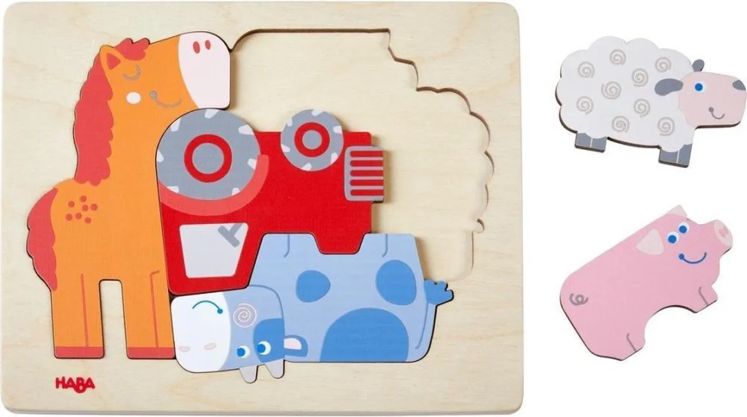 Haba Houten Puzzel Beestachtig Veel Aan de Hand - 5 Stuks