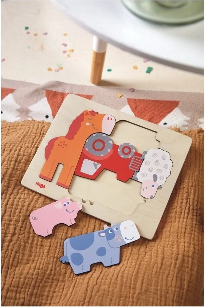Haba Houten Puzzel Beestachtig Veel Aan de Hand - 5 Stuks