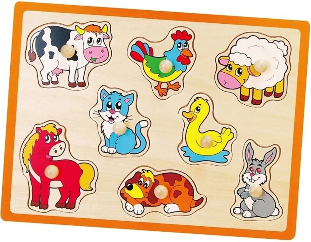 Viga Boerderijdieren Houten Puzzel 8 Stuks - Multicolor