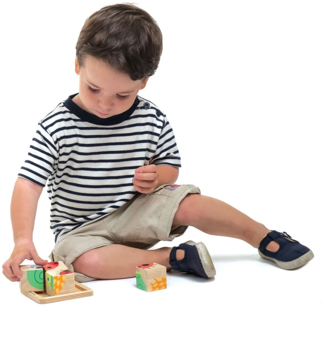 Tender Toys Blokpuzzel Lieveheersbeestje Hout 4-delig - 10cm - Multicolor