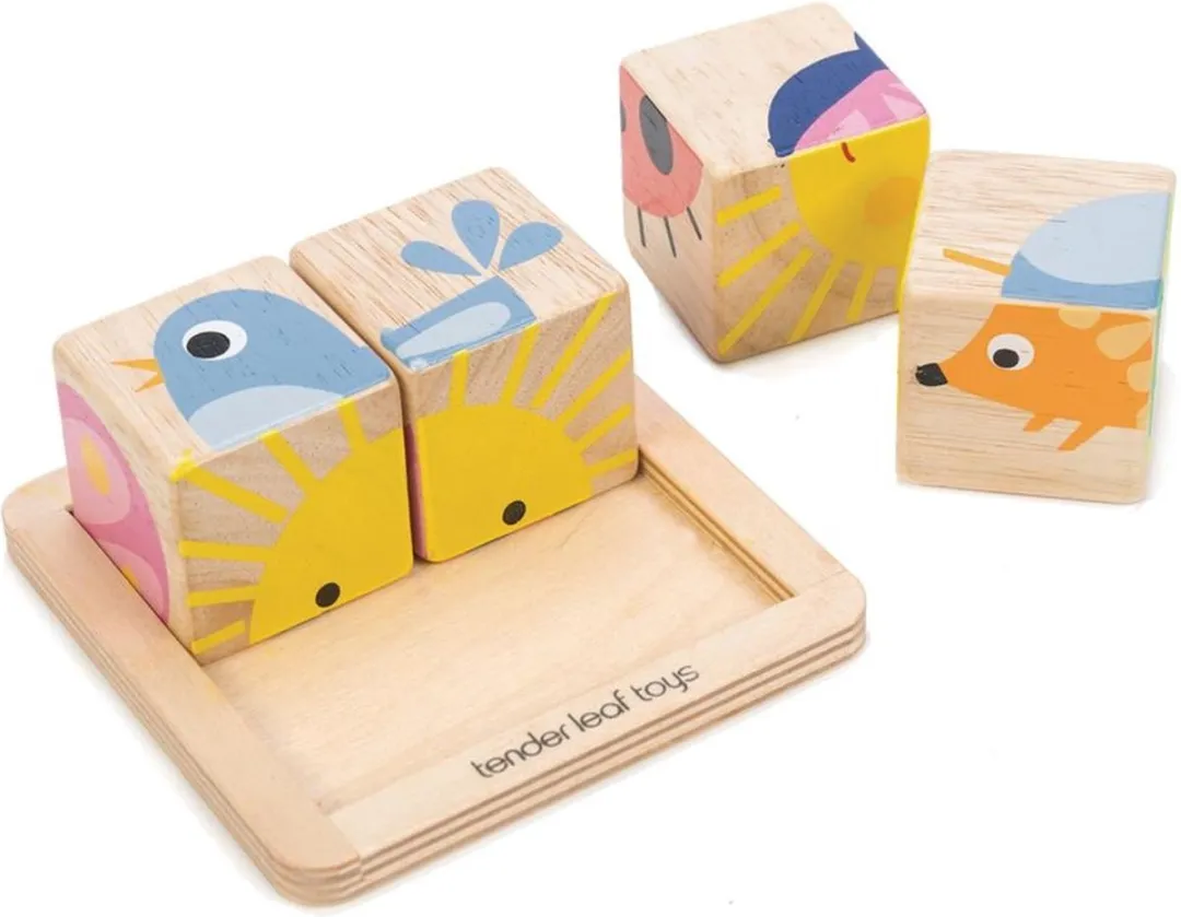 Tender Toys Blokpuzzel Lieveheersbeestje Hout 4-delig - 10cm - Multicolor