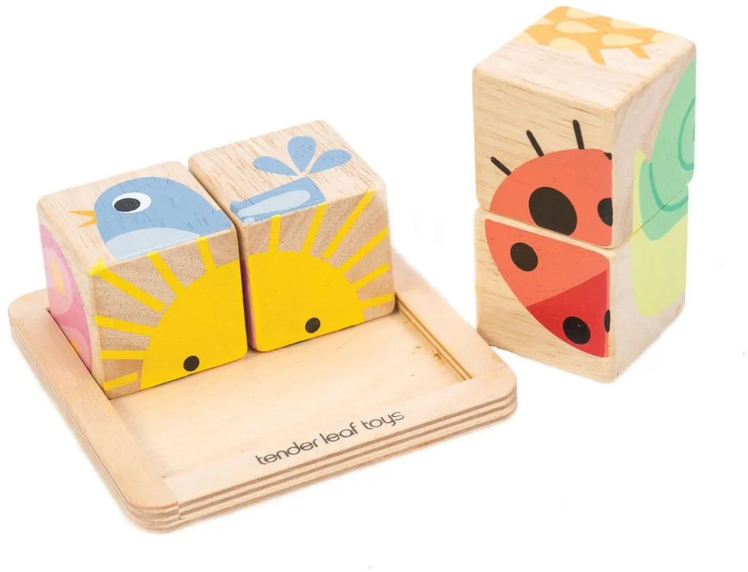 Tender Toys Blokpuzzel Lieveheersbeestje Hout 4-delig - 10cm - Multicolor