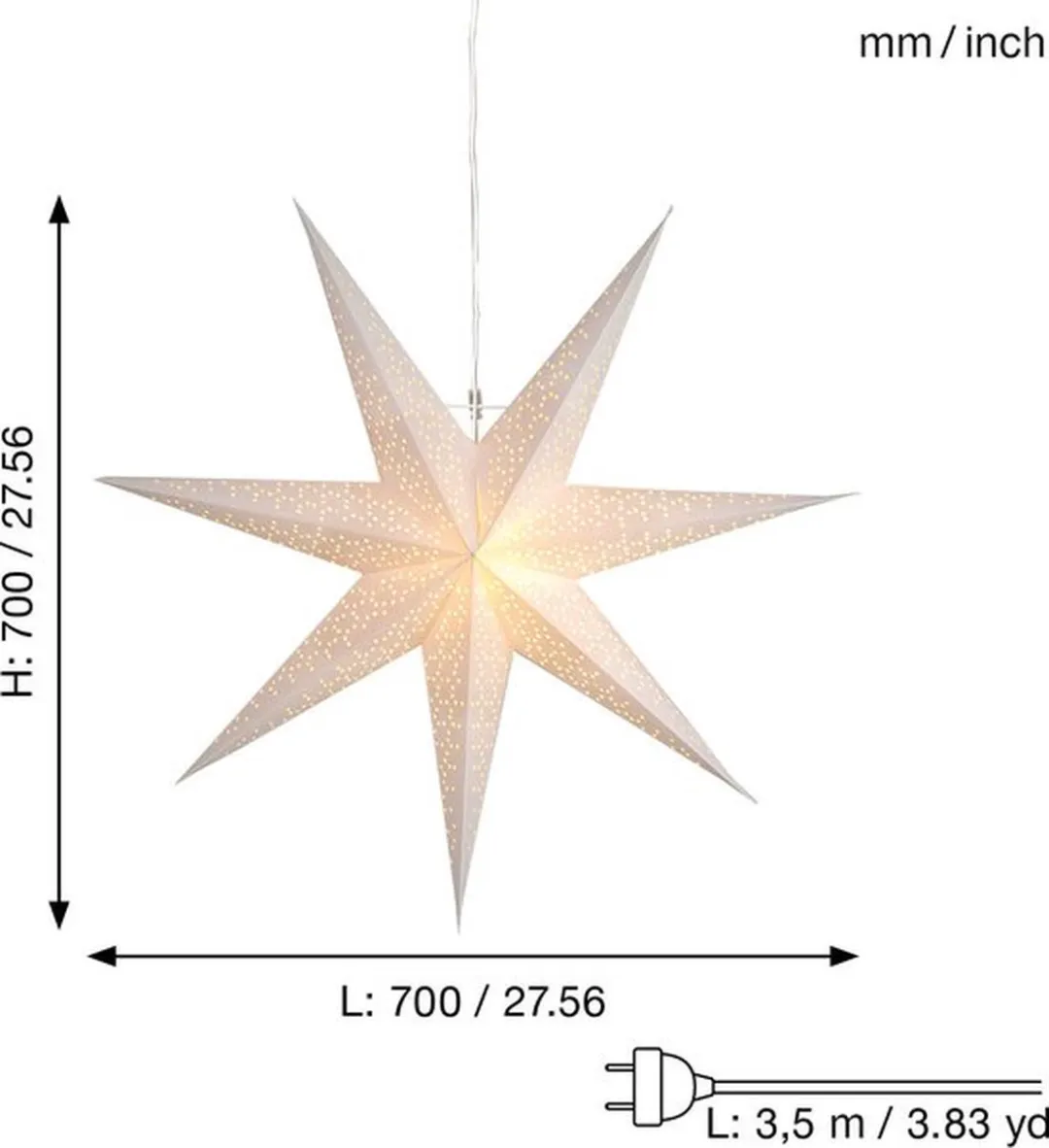 Star Trading Dot Papieren Ster - Ø 70cm - Zilver