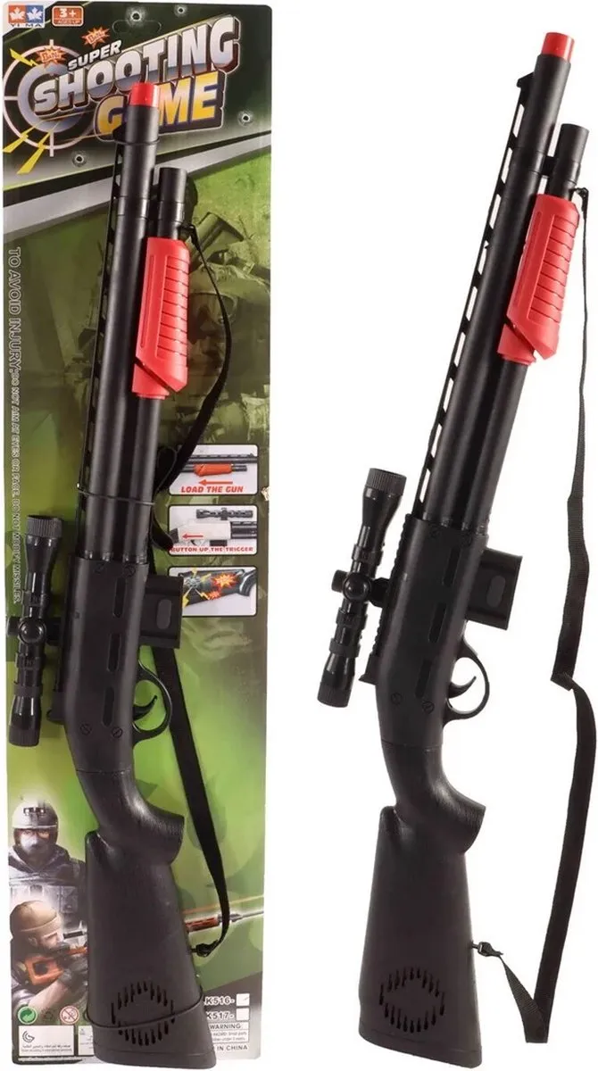 Jonotoys Politie/Cowboy Speelgoedgeweer 68cm - Zwart