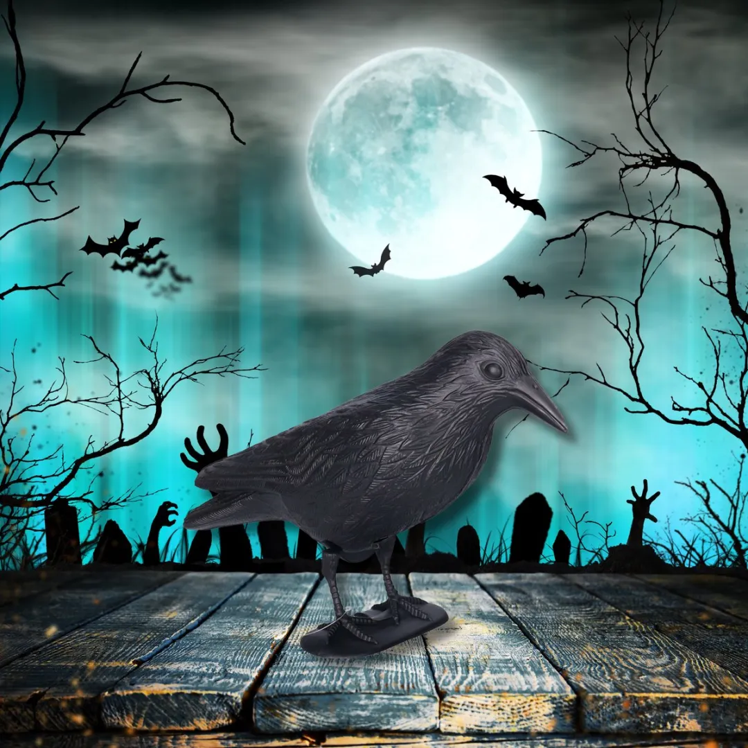 Bellatio Design Raaf Horror Decoratie - 35cm - Zwart
