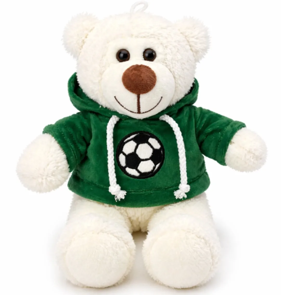 Topknuffels Teddybeer Wit-Groen Voetbal Hoodie Pluche 28cm