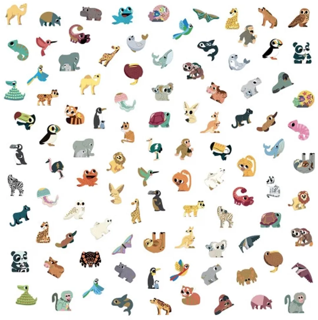 Janod Stickers Exotische Dieren - 100 Stuks - Meerkleurig