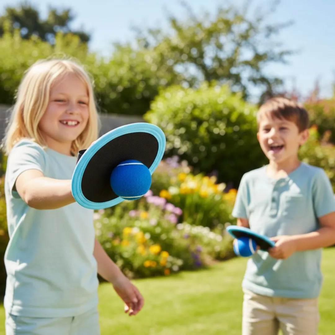 Eddy Toys Klittenband Vangspel - 2 Vangers & Tennisbal - Blauw
