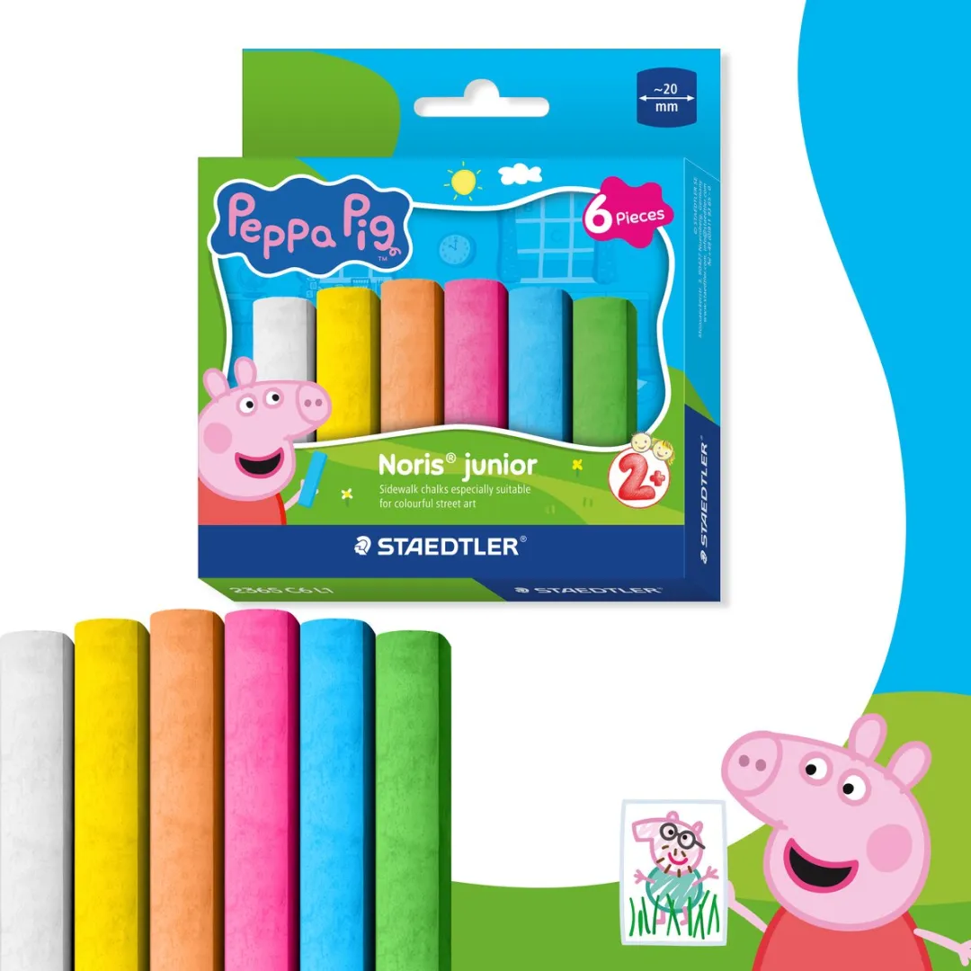 STAEDTLER Peppa Pig Noris Junior Stoepkrijt - 6 Stuks