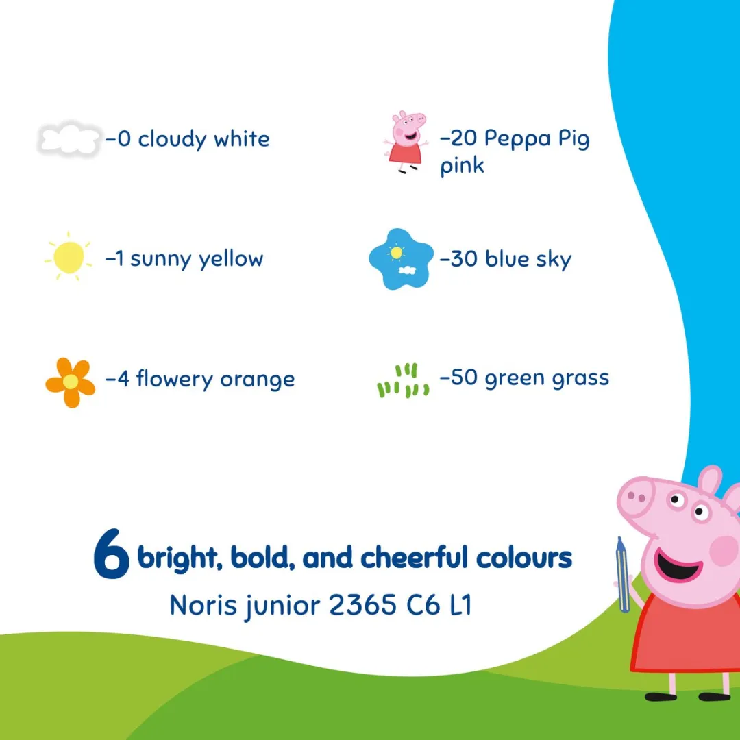 STAEDTLER Peppa Pig Noris Junior Stoepkrijt - 6 Stuks