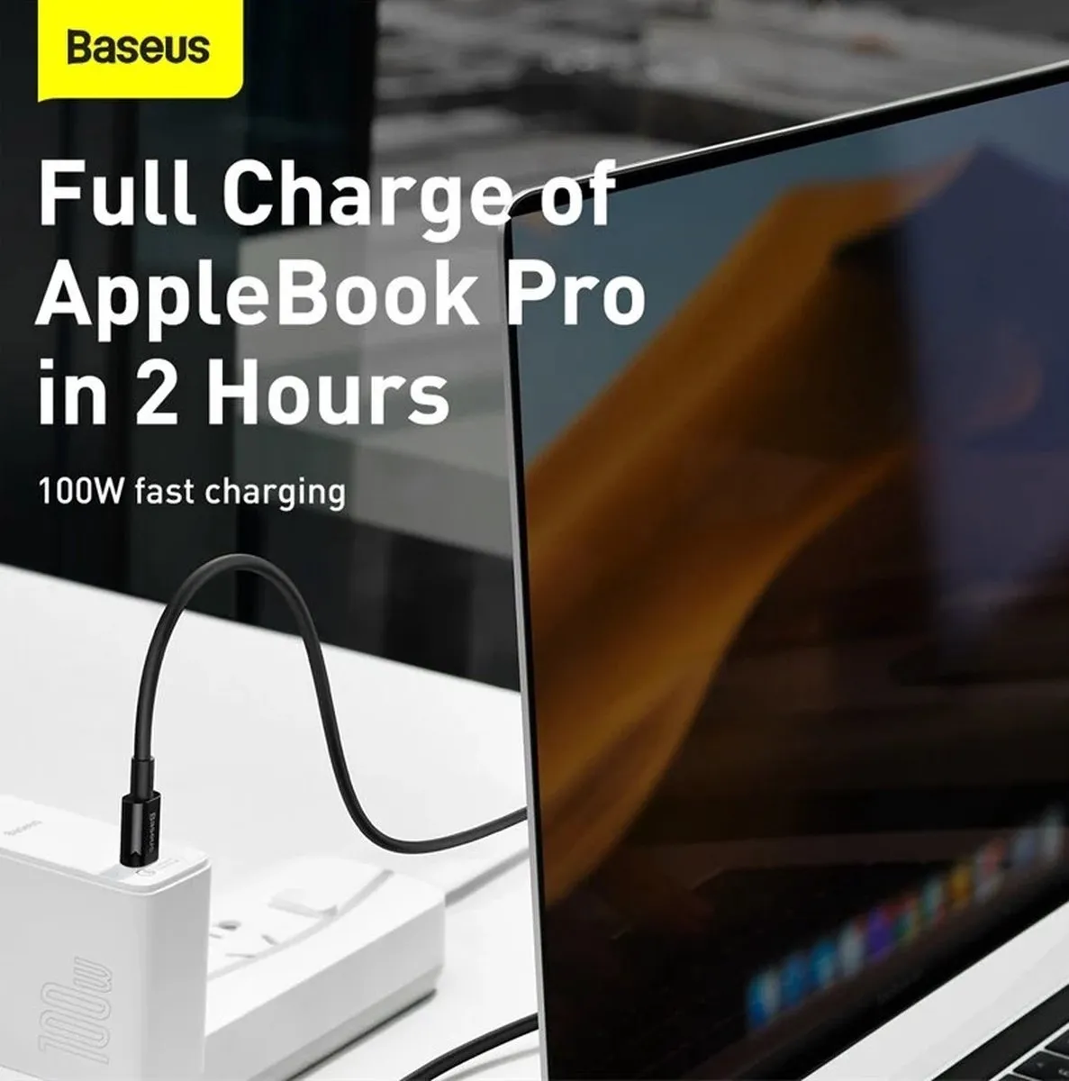 Baseus USB-C Snellader 100W - 2m Kabel - Zwart