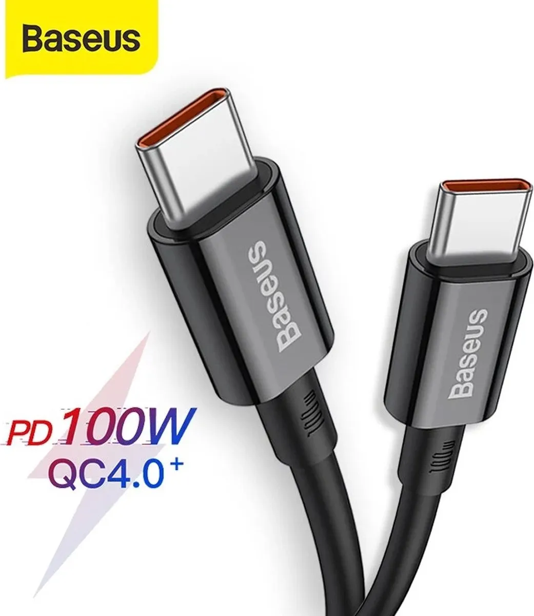 Baseus USB-C Snellader 100W - 2m Kabel - Zwart