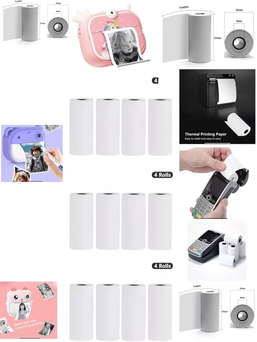 ECTEATOY Printrollen voor Kindercamera - Thermisch - 4 Stuks - 60 Foto's per Rol - afbeelding 6 van 6