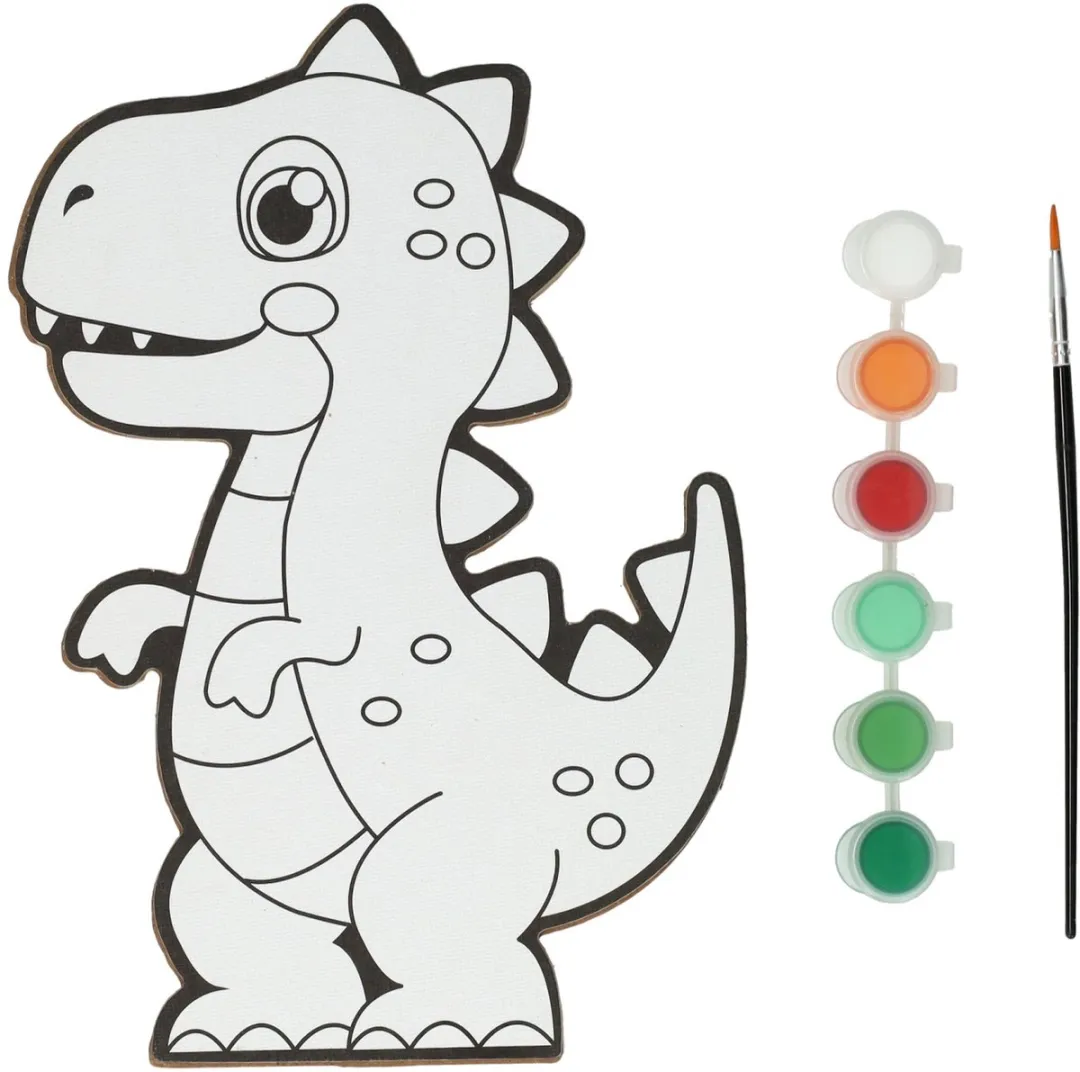 Wins Holland schilderen speelgoedset dino canvas met verf en penseel.